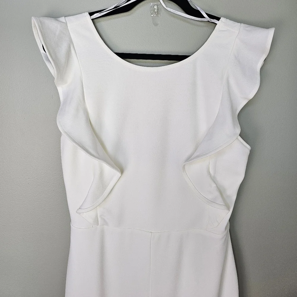 Lulus Feel Your Love White Ruffled Wide-Leg Jumpsuit, Size Medium